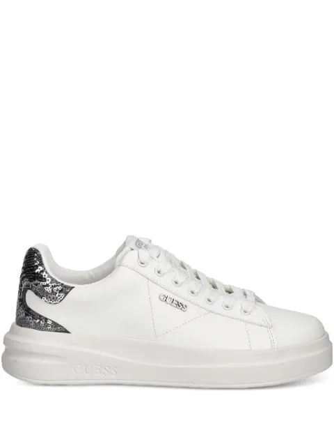 GUESS USA Elbina leather sequin-heel sneakers White FLFE10ELE12
