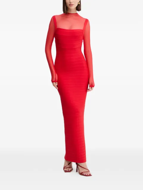 Hervé Léger Ella long-sleeve maxi dress Red HLT8525928