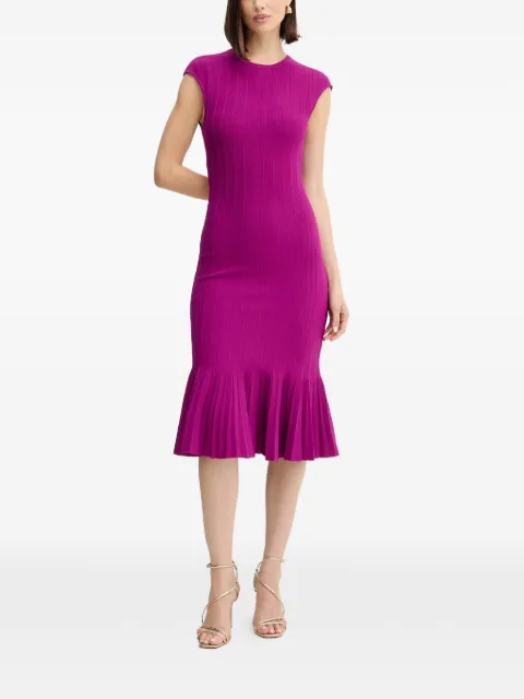 Hervé Léger Bridget ribbed pleated midi dress Purple DGR8535468