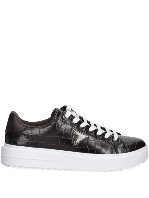 GUESS USA crocodile-embossing logo sneakers Brown FLFD15PEL12DBROW