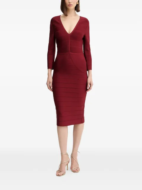 Hervé Léger Athena V-neck midi dress Red DRB8536267