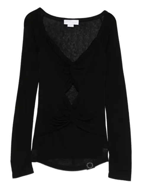Stella McCartney V-neck long sleeve T-shirt Black 6J04193SQA15