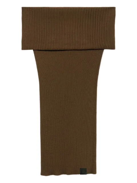 Stella McCartney off-shoulder ribbed wool top Brown 6K11203S2529