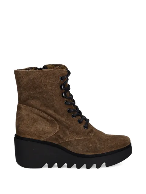 Fly London lace-up wedge-heel boots Brown P501534009