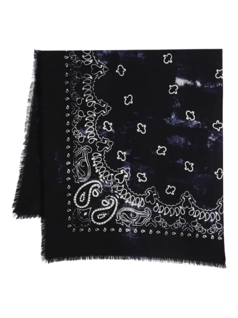 Destin paisley-print frayed scarf Blue JILQUANA