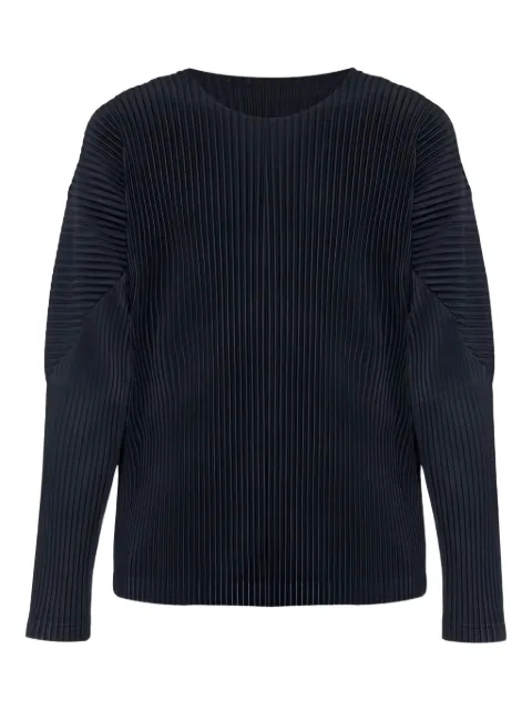 Homme Plissé Issey Miyake pleated long-sleeve top Blue HP58JK521