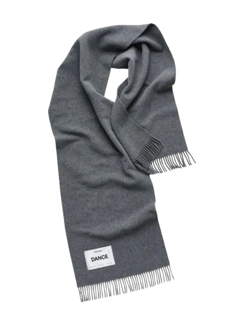 Magniberg logo-appliqué fringed scarf Grey 710081