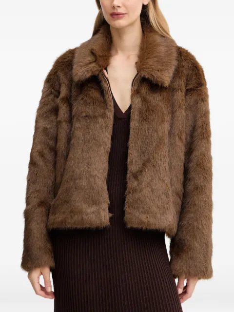 Bardot Sylvie zipped faux-fur jacket Brown 59474JB3