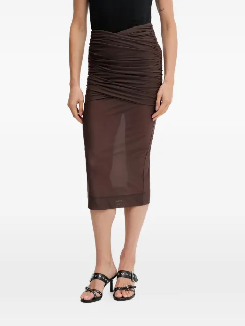Aniye By Scandal ruched semi-sheer midi skirt Brown 181322