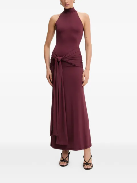 Bardot knot-detail roll-neck maxi dress Red 60102DB