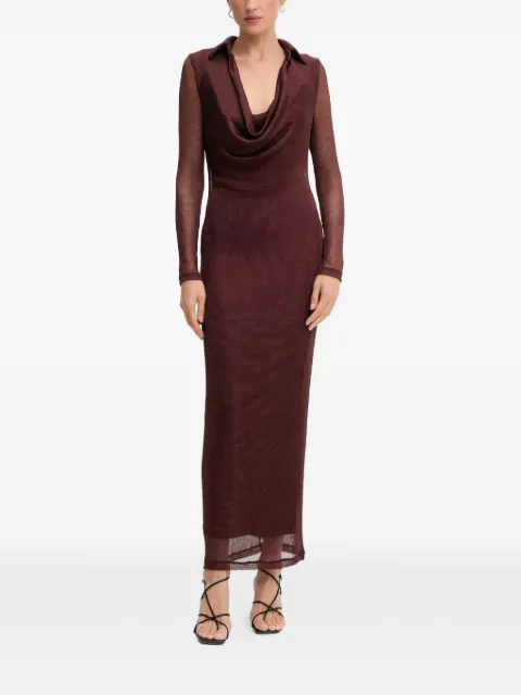 Bardot Lorel cowl-neck long-sleeve maxi dress Red 59613DB1