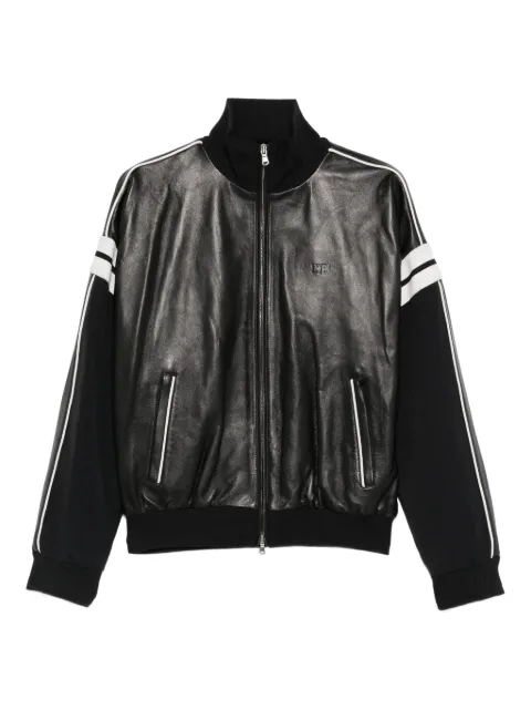 Wales Bonner zip-fastening leather jacket Black MA25LE04LE02