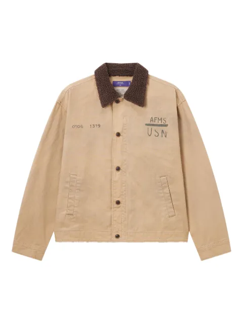 aftermaths logo-print shirt jacket Neutrals AFMJKM01337X
