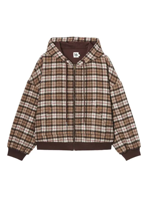 b+ab check-pattern hoodie Brown 5F189AI