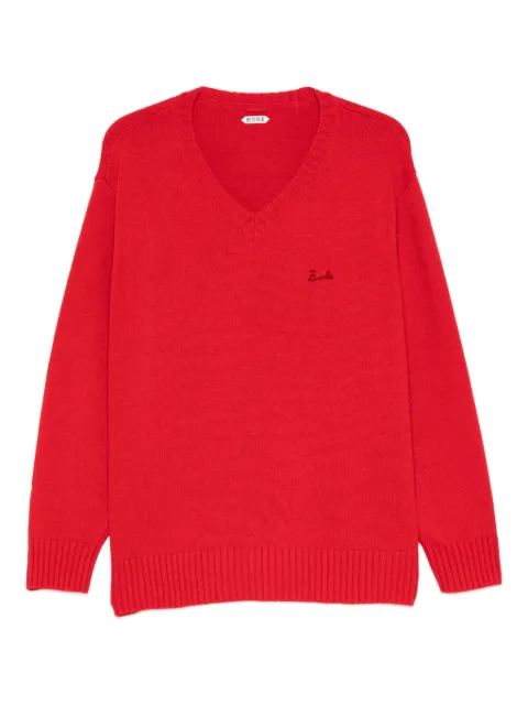 BODE V-neck logo-embroidered sweater Red MRF25KT026