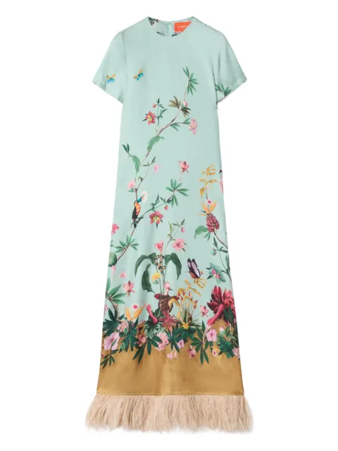 La DoubleJ Swing floral-panel maxi dress Blue DRE0316SIL001ZOF04BU01