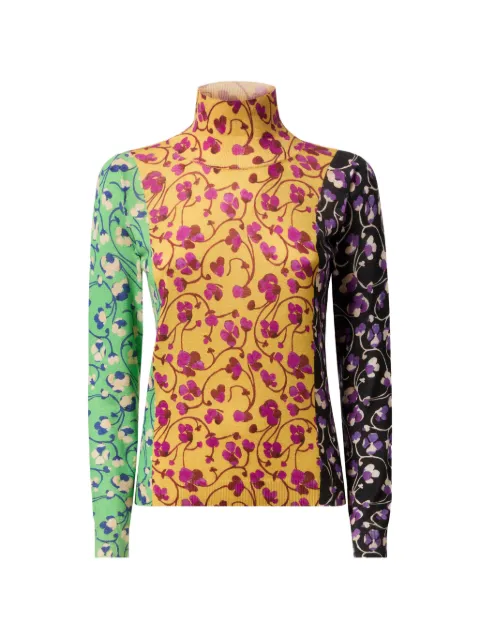 La DoubleJ floral turtle-neck blouse Yellow PUL0302KNI172VA455YE02