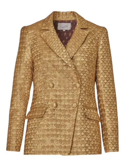Johanna Ortiz Tranquility jacquard double-breasted blazer Gold PT00872