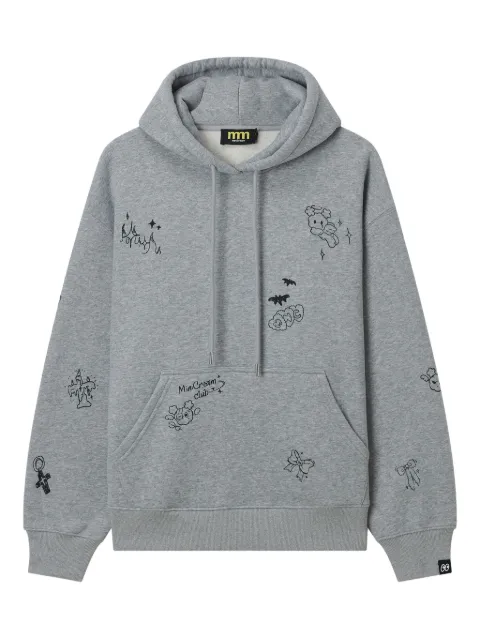 Mini Cream graphic-print drawstring hoodie Grey 5FS506A