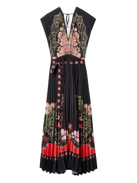 La DoubleJ Accordion floral-print maxi dress Black DRE0991CHF007CRN03BL01
