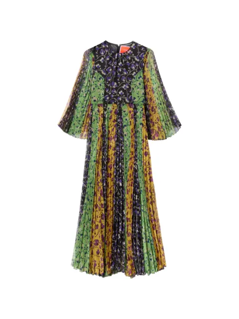 La DoubleJ Angel floral print pleated maxi dress Green DRE0805CHF004HNY04YE02