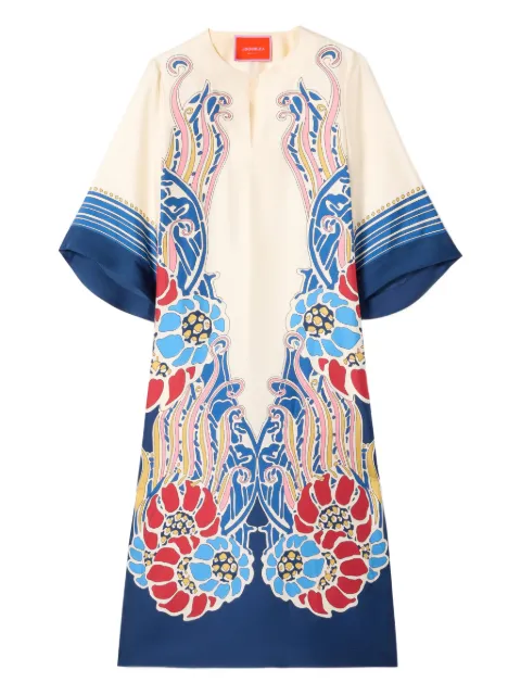 La DoubleJ The Kaftan floral midi dress Neutrals DRE0564SIL006LEM02BU03