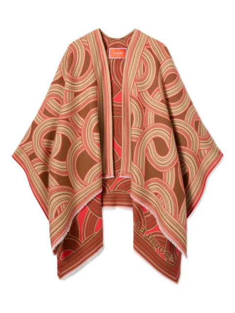La DoubleJ Soul fringed patterned poncho Brown SCA0059WOL025MTC04BR01