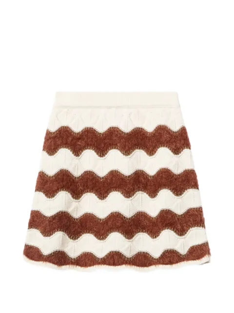 La DoubleJ wave pattern mini skirt Neutrals SKI0182KNI183VA428WH01