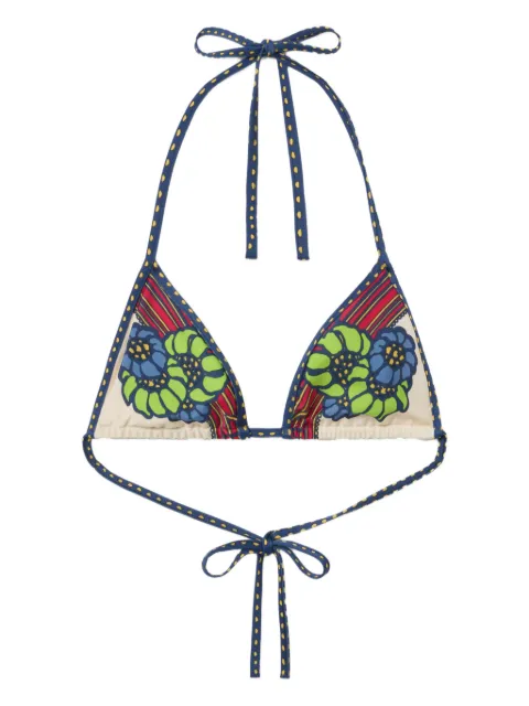 La DoubleJ tie-detail floral bikini top Pink SWI0032LYC003LEM02PI01