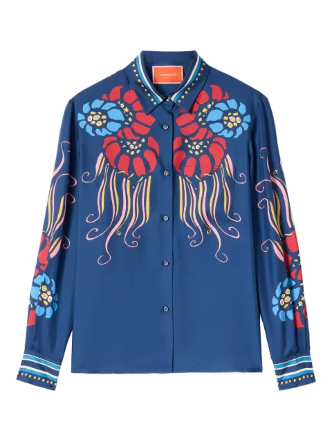 La DoubleJ Lemuria Placée floral-print button-down silk shirt Blue SHI0040SIL006LEM02BU06