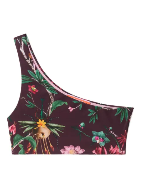 La DoubleJ Goddess one-shoulder floral-print bikini top Purple SWI0024LYC001ZOF05RE02