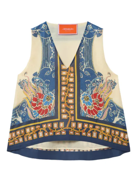 La DoubleJ Scala V-neck top Blue TOP0167LIN010LEM02BU03