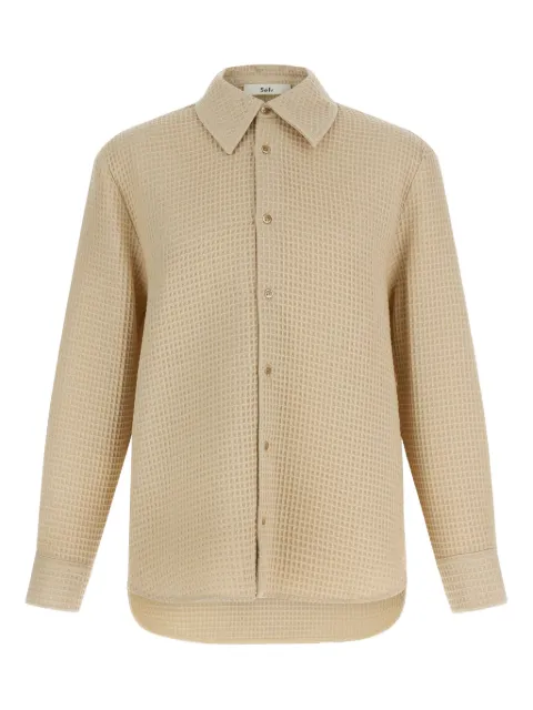 Séfr waffle-knitted buttoned shirt Neutrals MFW25OSEARYIVORYWAFFLE
