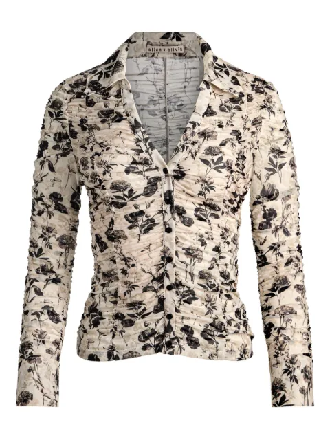 alice + olivia Portia floral button-down shirt Neutrals CC510P24022A