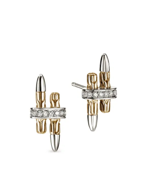 John Hardy 14K yellow gold and sterling silver Spear Stud diamond earrings Silver EZZP989562DI