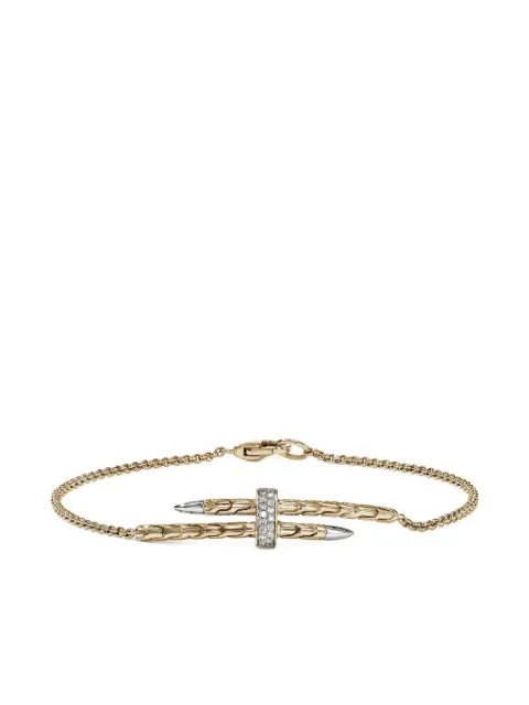 John Hardy 14K yellow gold and sterling silver Spear Station diamond bracelet Silver BUZZP989572DI