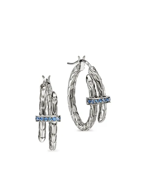 John Hardy sterling silver Spear sapphire hoop earrings Silver EBS986744BSP