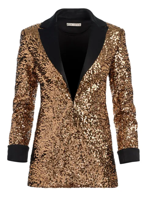 alice + olivia Justin sequin roll-cuff blazer Gold CC510E50209