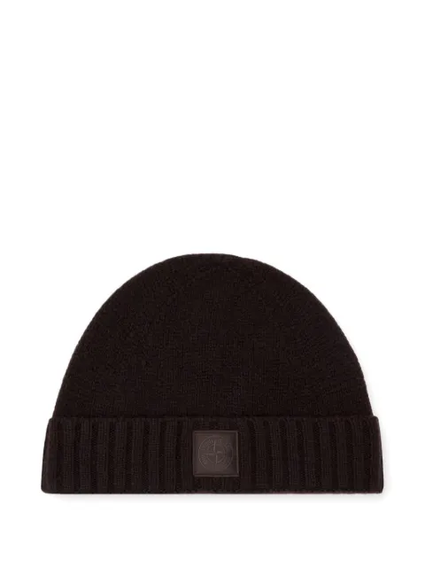 Stone Island ribbed logo-patch beanie Brown K2S15N100015S00FD