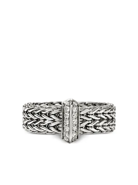 John Hardy sterling silver Icon Link Bar diamond ring Silver RBP987362DI