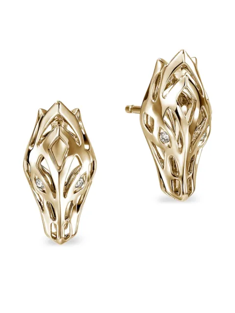 John Hardy 14K yellow gold Naga diamond stud earrings Gold EGGX603722DI