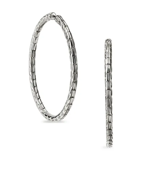 John Hardy sterling silver JH Essential Flex 39MM hoop earrings Silver EB98924