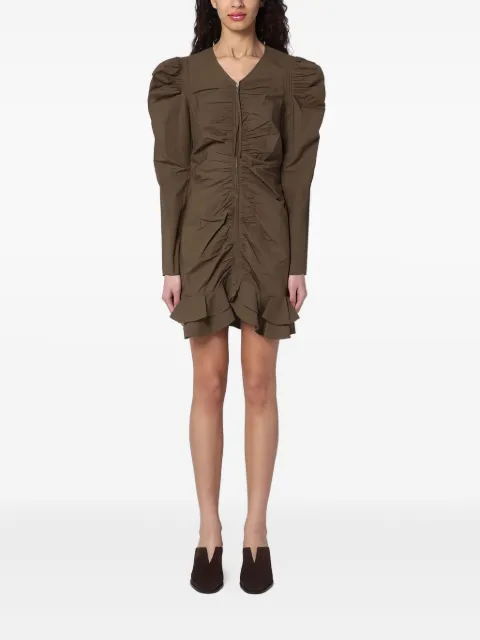MARANT ÉTOILE Briali ruffled zip-up mini dress Brown 25PRO0685FAC1J06E