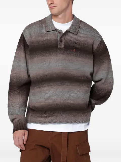 Awake NY gradient-striped polo-collar sweater Brown AWKFW25KN001WO