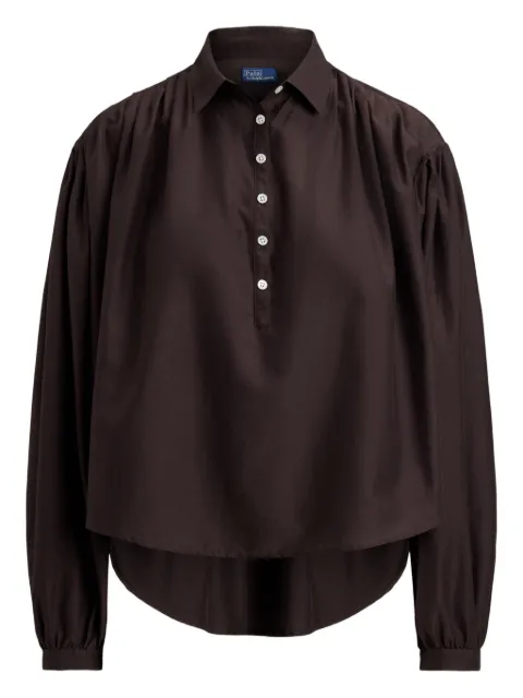 Polo Ralph Lauren collared long-sleeved blouse Brown 211971508500