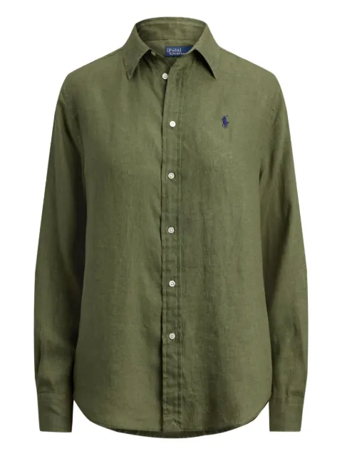 Polo Ralph Lauren Polo Pony long-sleeved linen shirt Green 211970730507