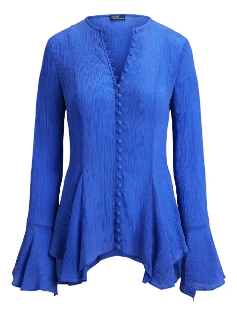 Polo Ralph Lauren V-neck crinkle-texture blouse Blue 211A96168001