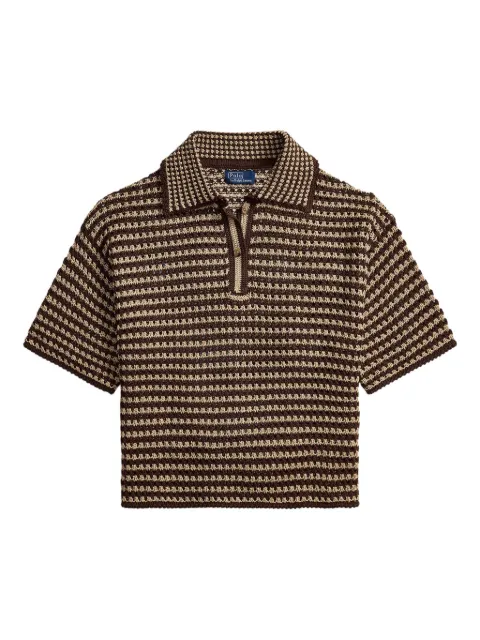Polo Ralph Lauren striped short-sleeve polo top Brown 211A96246001