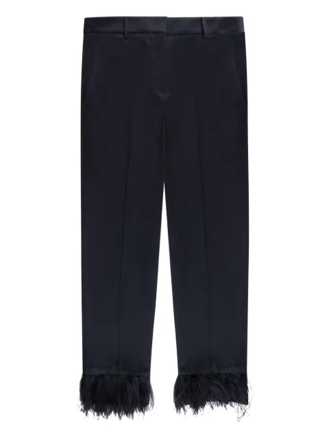 Incotex feather-trim trousers Blue 171945D1259