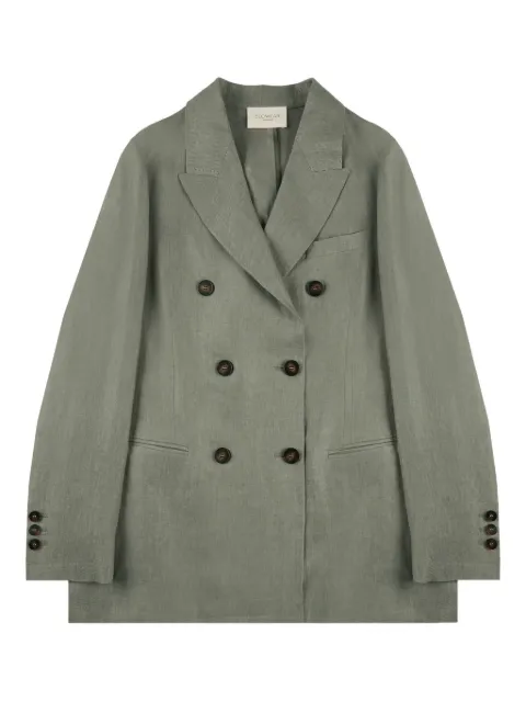 slowear double-breasted linen jacket Green 6B1011N7058